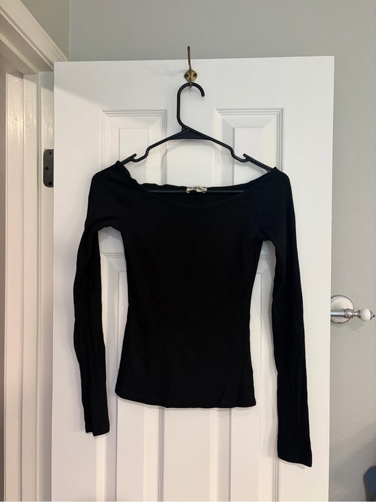 Show Me Your MuMu Tops - Show Me Your Mumu Marnie Off Shoulder Top XS Black Ribbed Long Sleeve